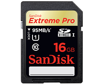 16 GB SDHC UHS-I class 10 card Extreme Pro 95MB/s SanDisk