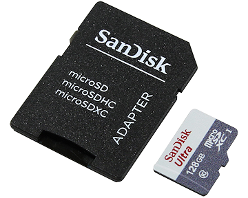 128 GB microSDXC C10 UHS-I card Ultra Android 80MB/s SanDisk