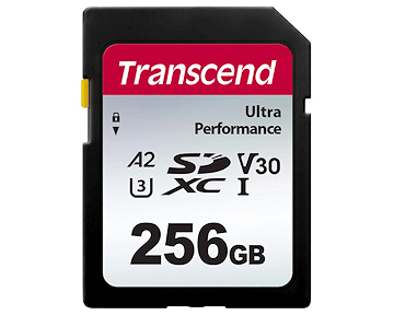256 GB SDXC UHS-I U3 V30 A2 340S card UltraPerformance Transcend