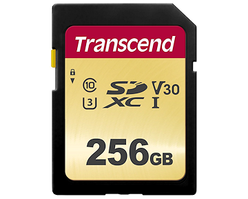 256 GB SDXC UHS-I class 3 card 500S Transcend
