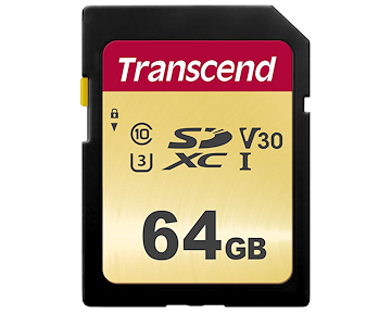 64 GB SDXC UHS-I U3 V30 card 500S Transcend